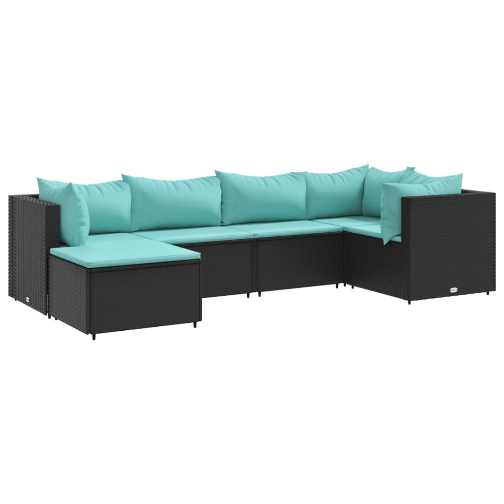 vidaXL Set muebles de jardín 6 piezas y cojines ratán sintético negro