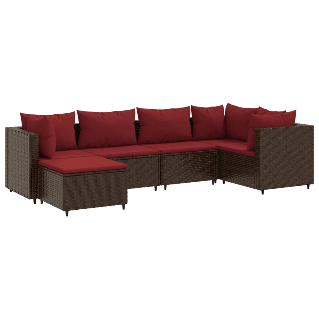 vidaXL Set muebles de jardín 6 piezas y cojines ratán sintético marrón