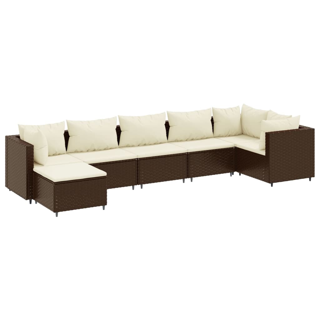 vidaXL Set muebles de jardín 7 piezas y cojines ratán sintético marrón