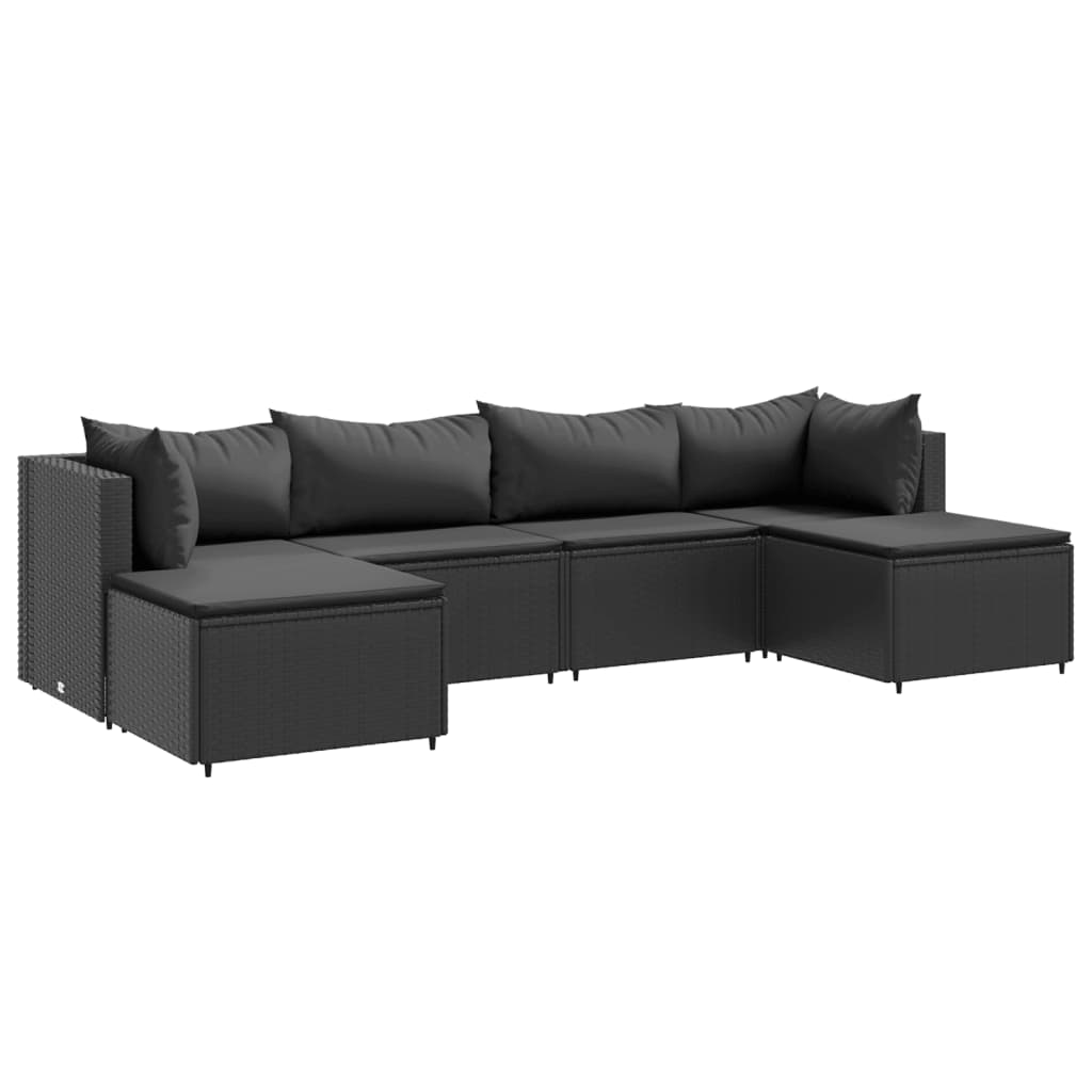 vidaXL Set muebles de jardín 6 piezas y cojines ratán sintético negro