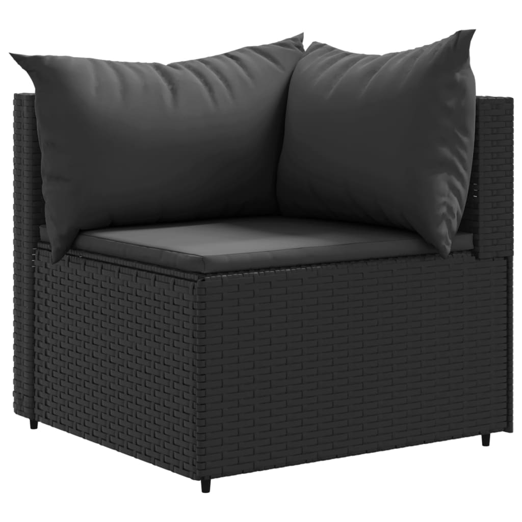 vidaXL Set muebles de jardín 6 piezas y cojines ratán sintético negro