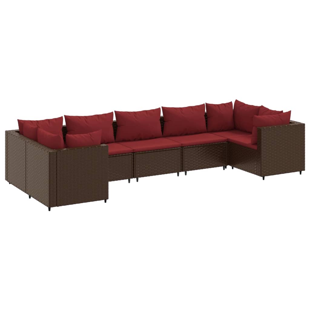 vidaXL Set muebles de jardín 7 piezas y cojines ratán sintético marrón