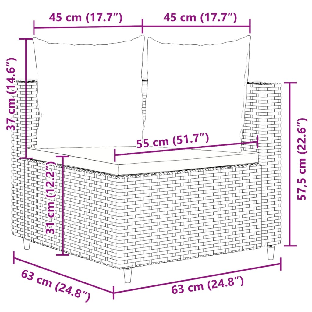 vidaXL Set de sofás de jardín 4 pzas y cojines ratán sintético gris