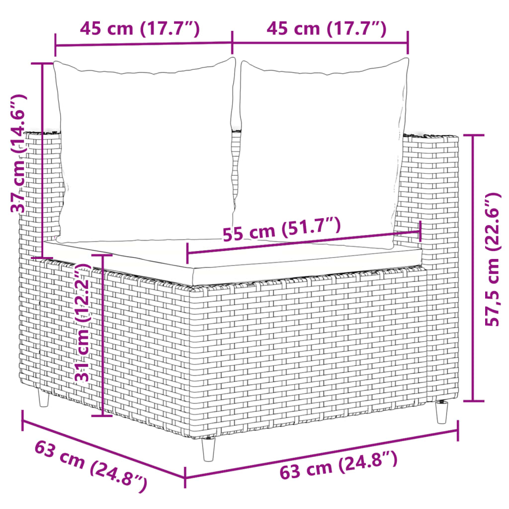 vidaXL Set sofás de jardín 3 piezas y cojines ratán sintético marrón