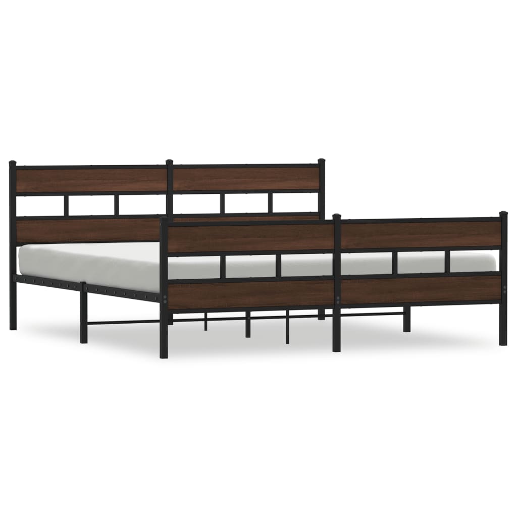 vidaXL Estructura de cama sin colchón metal roble marrón 180x200 cm