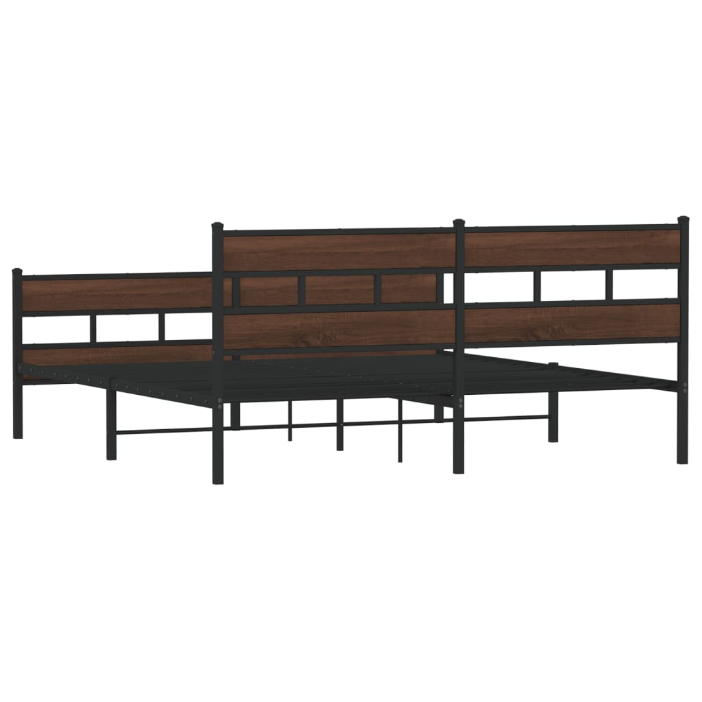 vidaXL Estructura de cama sin colchón metal roble marrón 180x200 cm