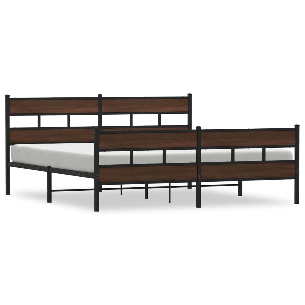 vidaXL Estructura de cama sin colchón metal roble marrón 183x213 cm