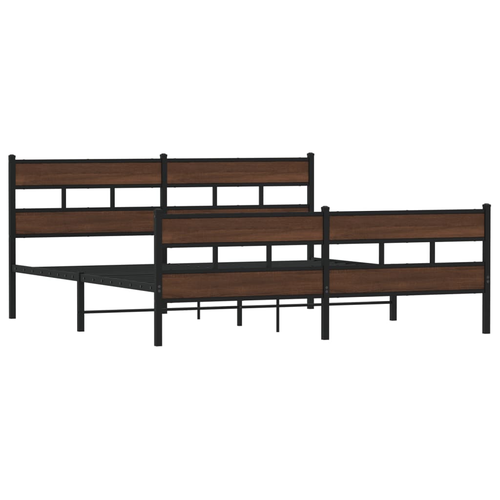 vidaXL Estructura de cama sin colchón metal roble marrón 183x213 cm