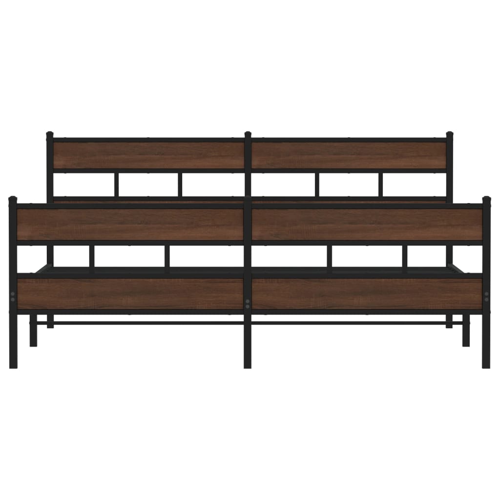 vidaXL Estructura de cama sin colchón metal roble marrón 183x213 cm