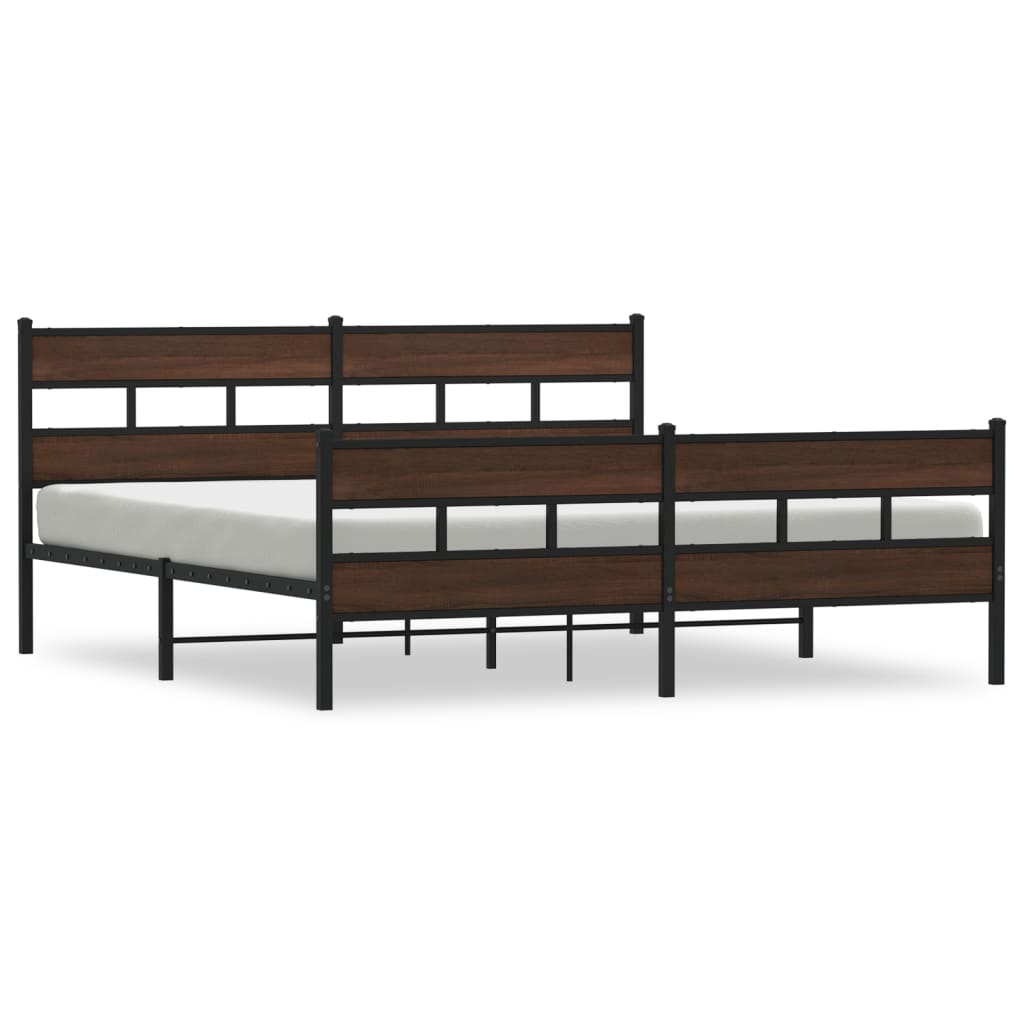 vidaXL Estructura de cama sin colchón metal roble marrón 193x203 cm