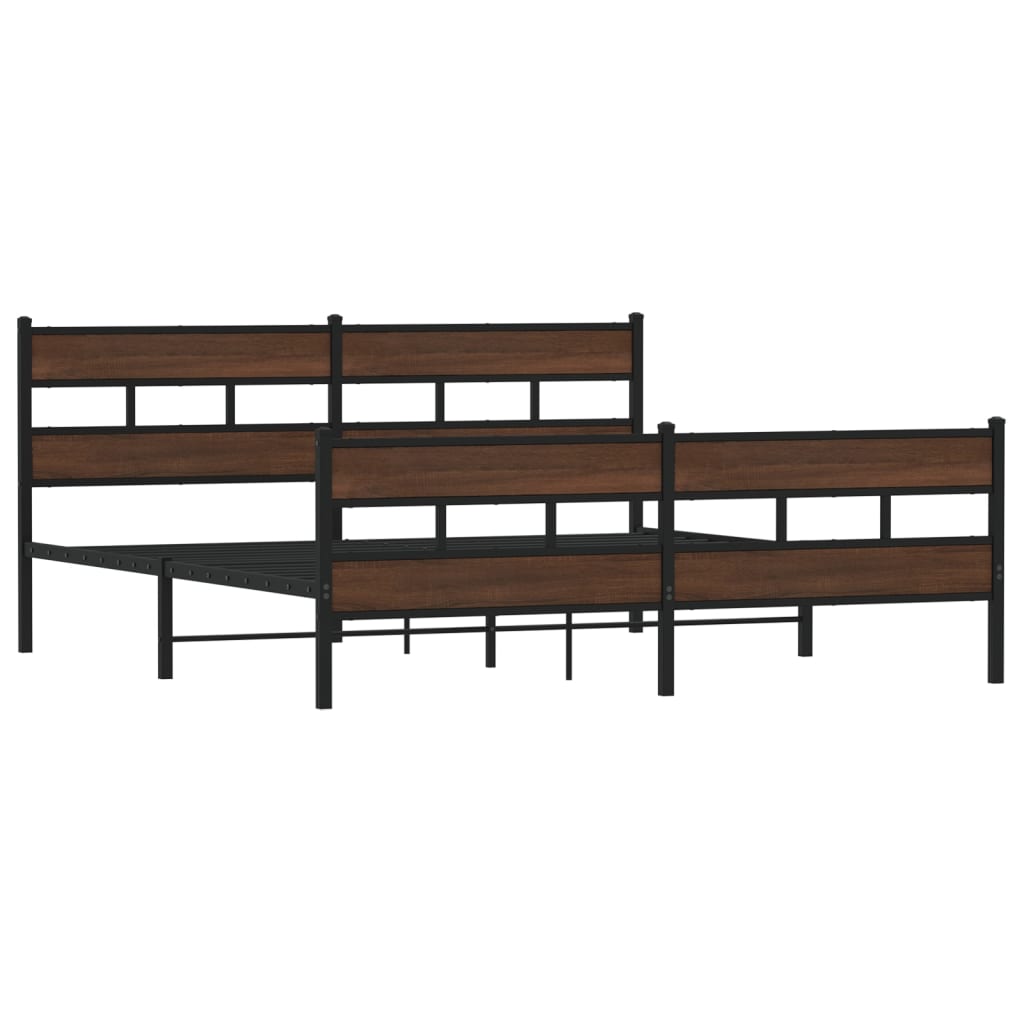 vidaXL Estructura de cama sin colchón metal roble marrón 193x203 cm