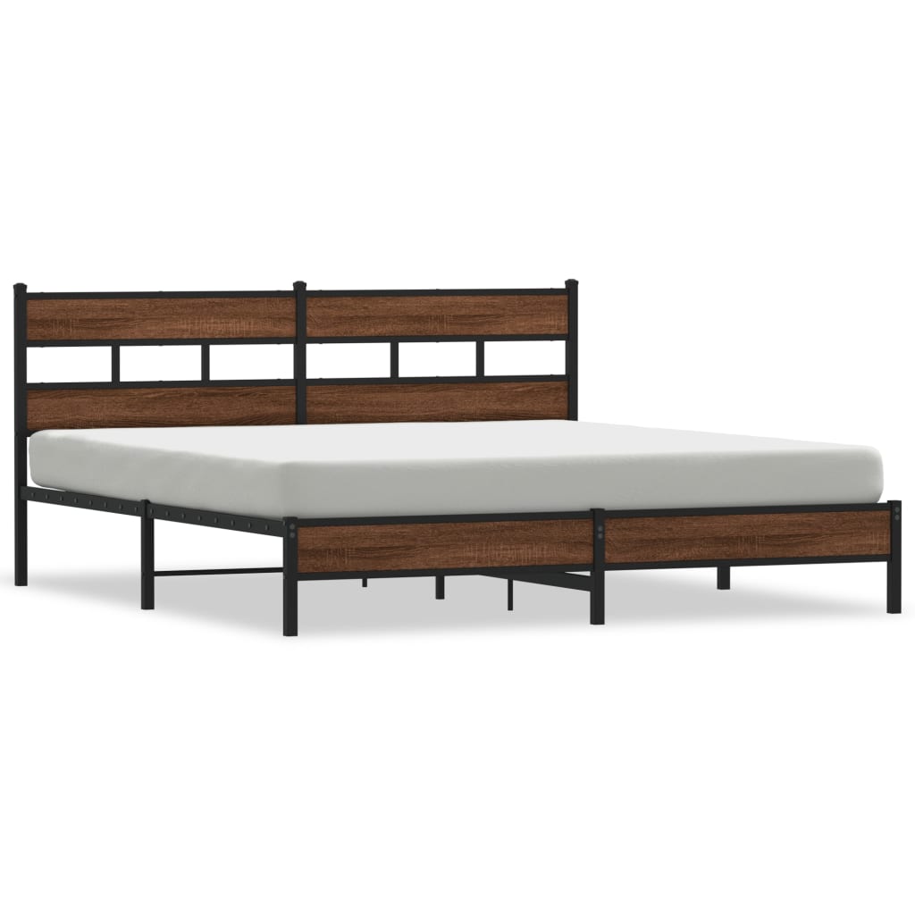 vidaXL Estructura de cama sin colchón metal roble marrón 180x200 cm