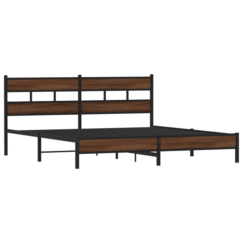 vidaXL Estructura de cama sin colchón metal roble marrón 180x200 cm