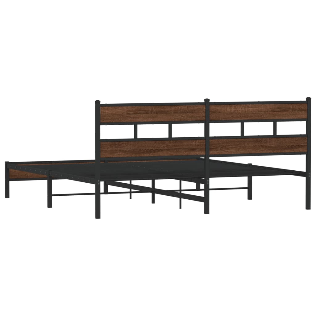 vidaXL Estructura de cama sin colchón metal roble marrón 180x200 cm