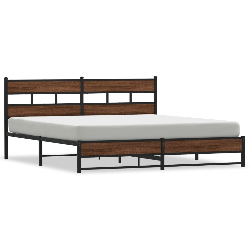 vidaXL Estructura de cama sin colchón metal roble marrón 180x200 cm