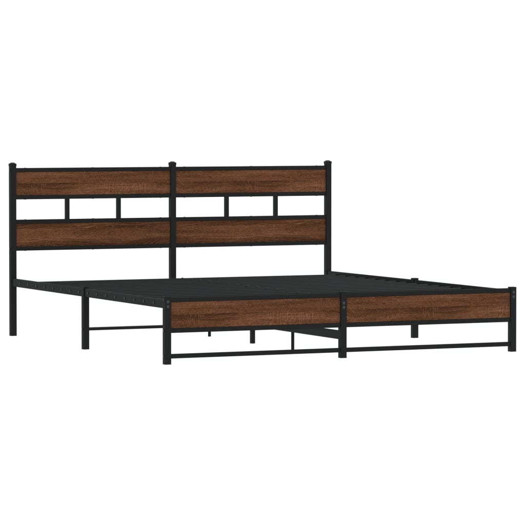 vidaXL Estructura de cama sin colchón metal roble marrón 180x200 cm