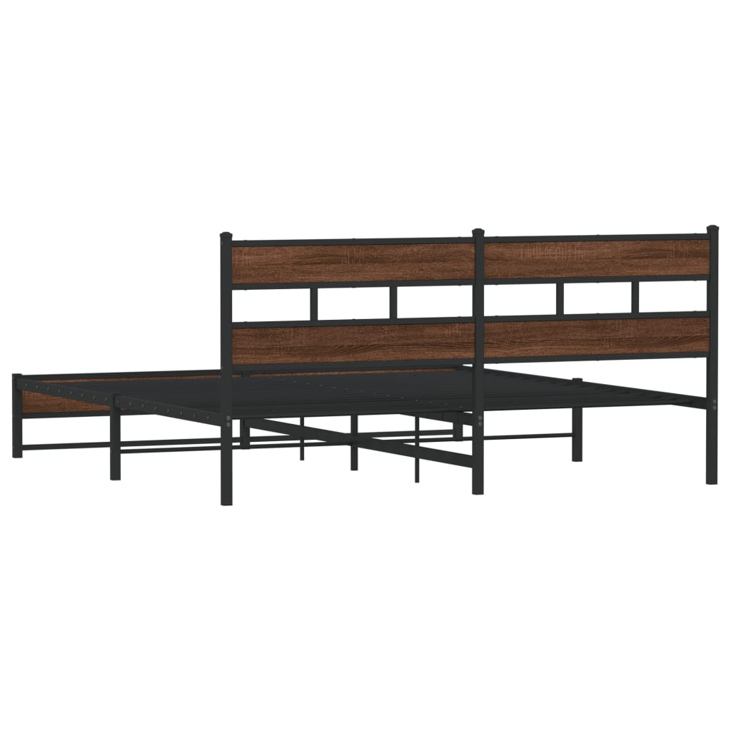 vidaXL Estructura de cama sin colchón metal roble marrón 183x213 cm