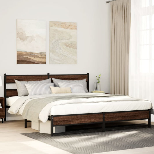 vidaXL Estructura de cama sin colchón metal roble marrón 183x213 cm