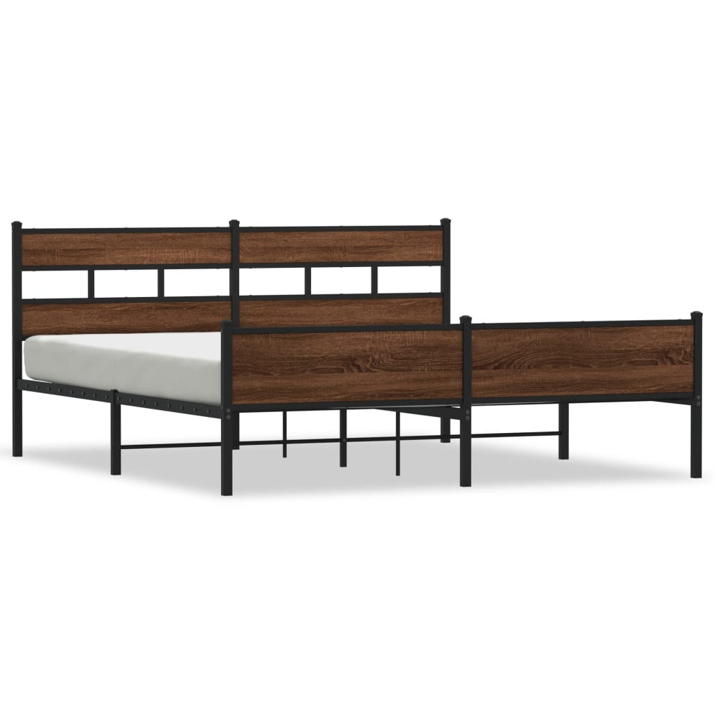 vidaXL Estructura de cama sin colchón metal roble marrón 180x200 cm