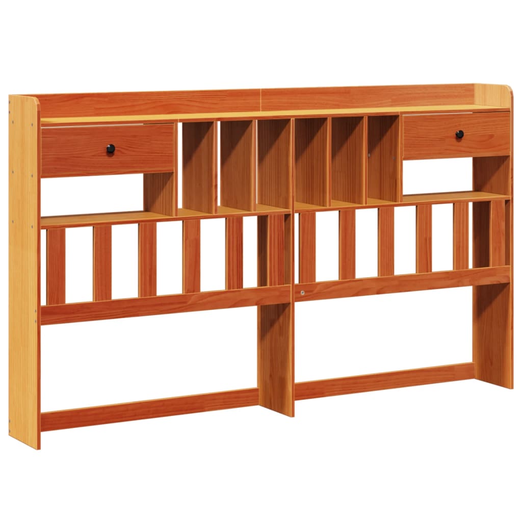 vidaXL Cabecero de cama almacenaje madera maciza pino marrón 200 cm