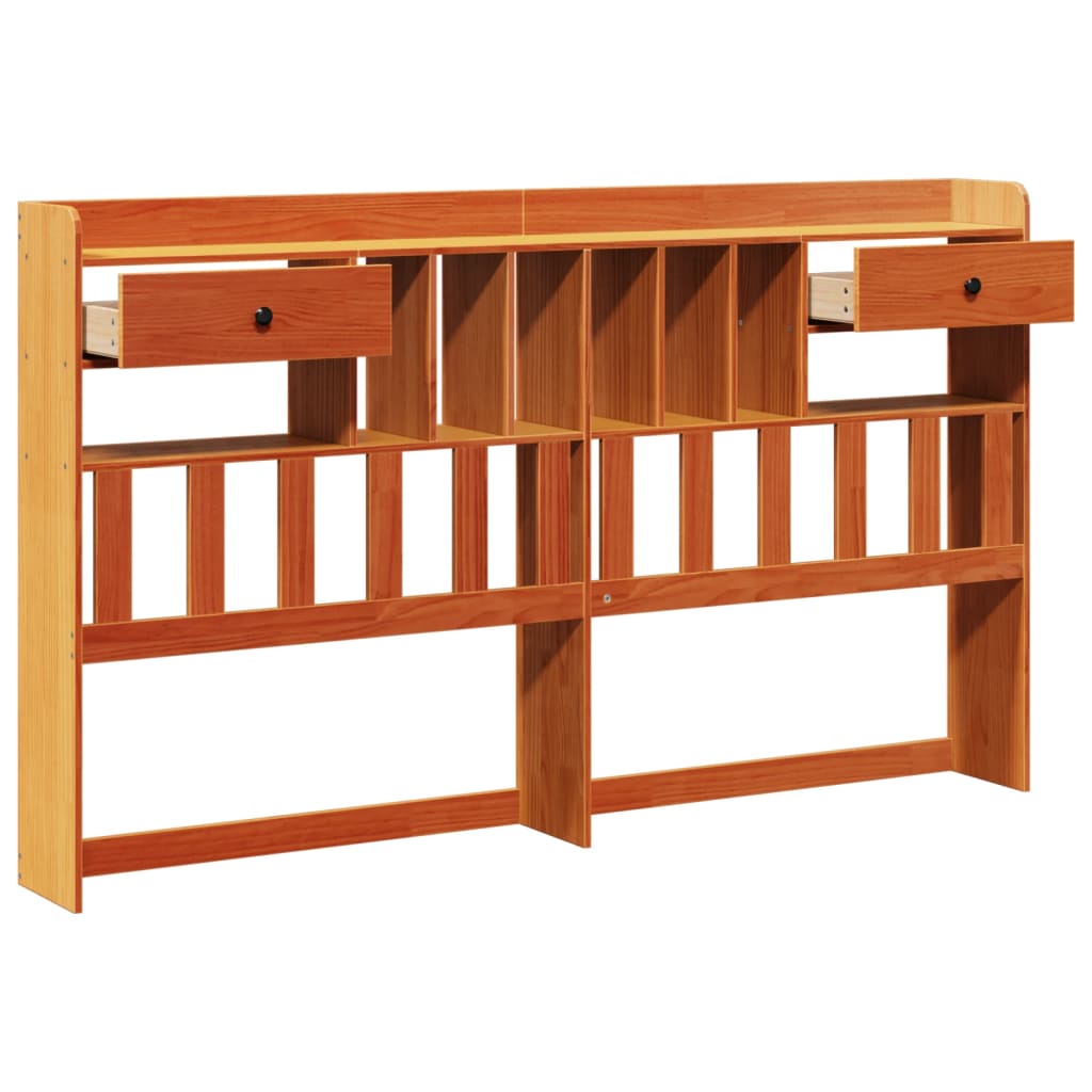 vidaXL Cabecero de cama almacenaje madera maciza pino marrón 200 cm