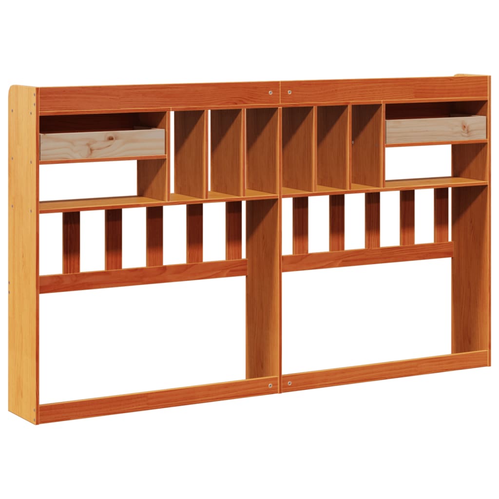 vidaXL Cabecero de cama almacenaje madera maciza pino marrón 200 cm