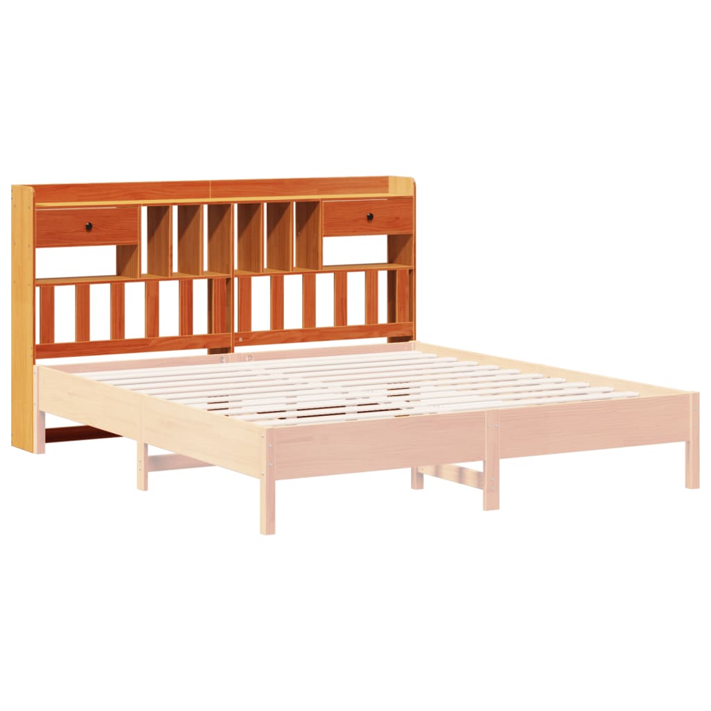 vidaXL Cabecero de cama almacenaje madera maciza pino marrón 200 cm