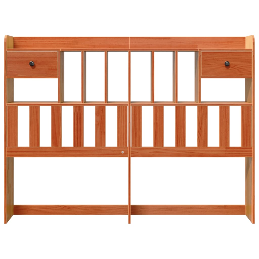 vidaXL Cabecero de cama almacenaje madera maciza pino marrón 160 cm