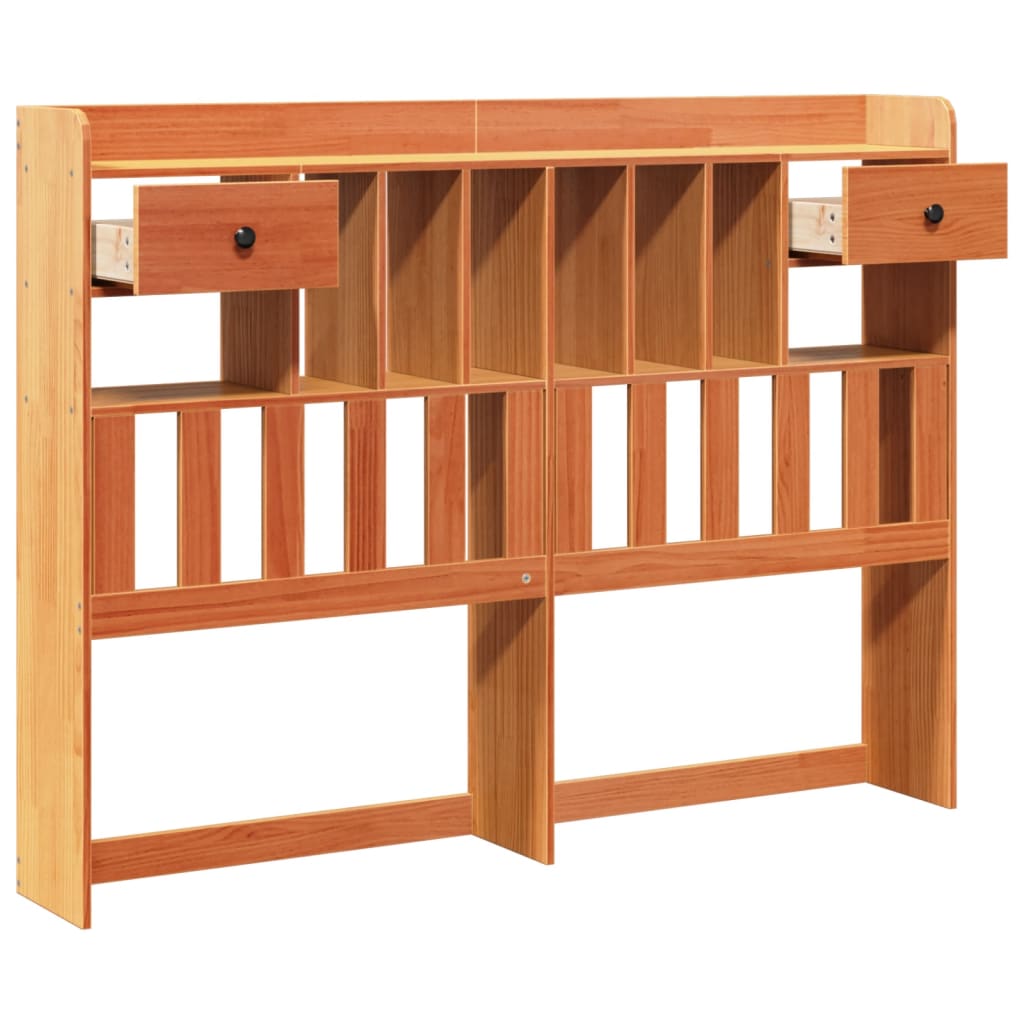 vidaXL Cabecero de cama almacenaje madera maciza pino marrón 160 cm