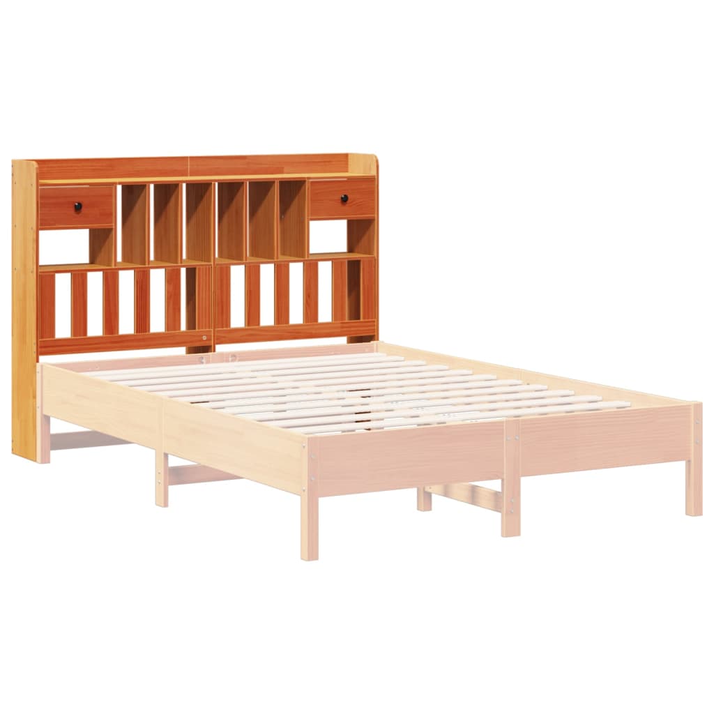 vidaXL Cabecero de cama almacenaje madera maciza pino marrón 160 cm