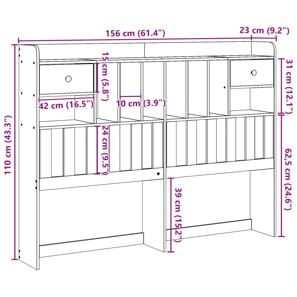 vidaXL Cabecero de cama con almacenaje madera maciza de pino 150 cm