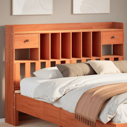 vidaXL Cabecero de cama almacenaje madera maciza pino marrón 150 cm