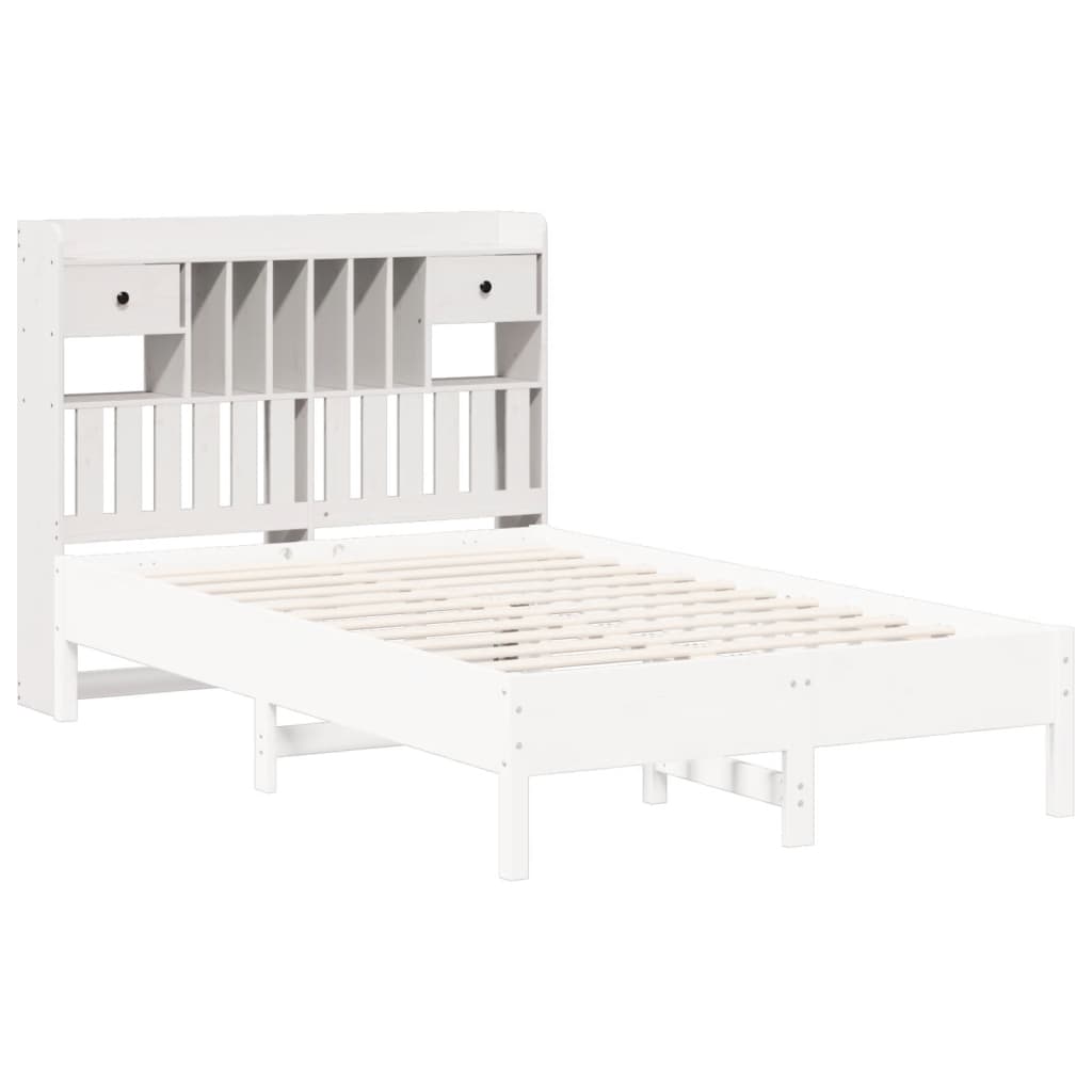 vidaXL Cabecero de cama almacenaje madera maciza pino blanco 135 cm