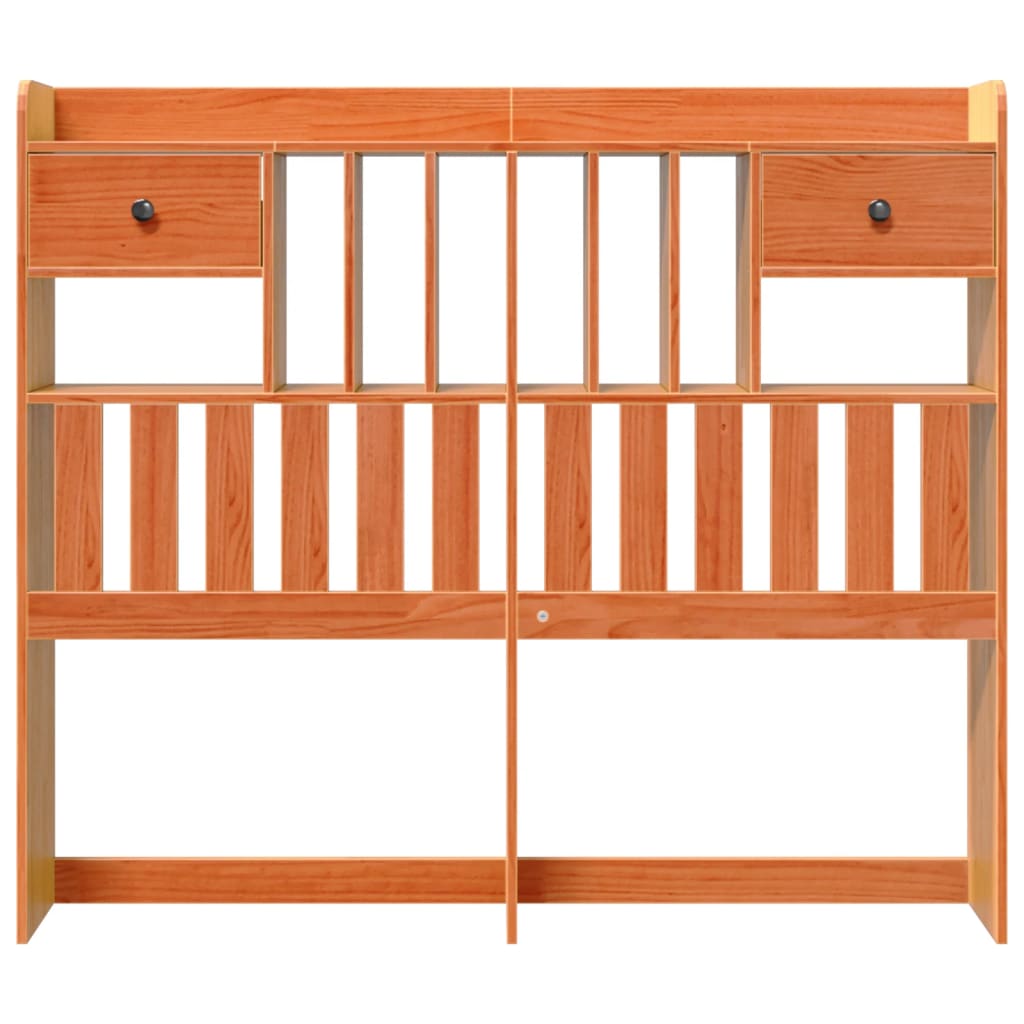 vidaXL Cabecero de cama almacenaje madera maciza pino marrón 135 cm