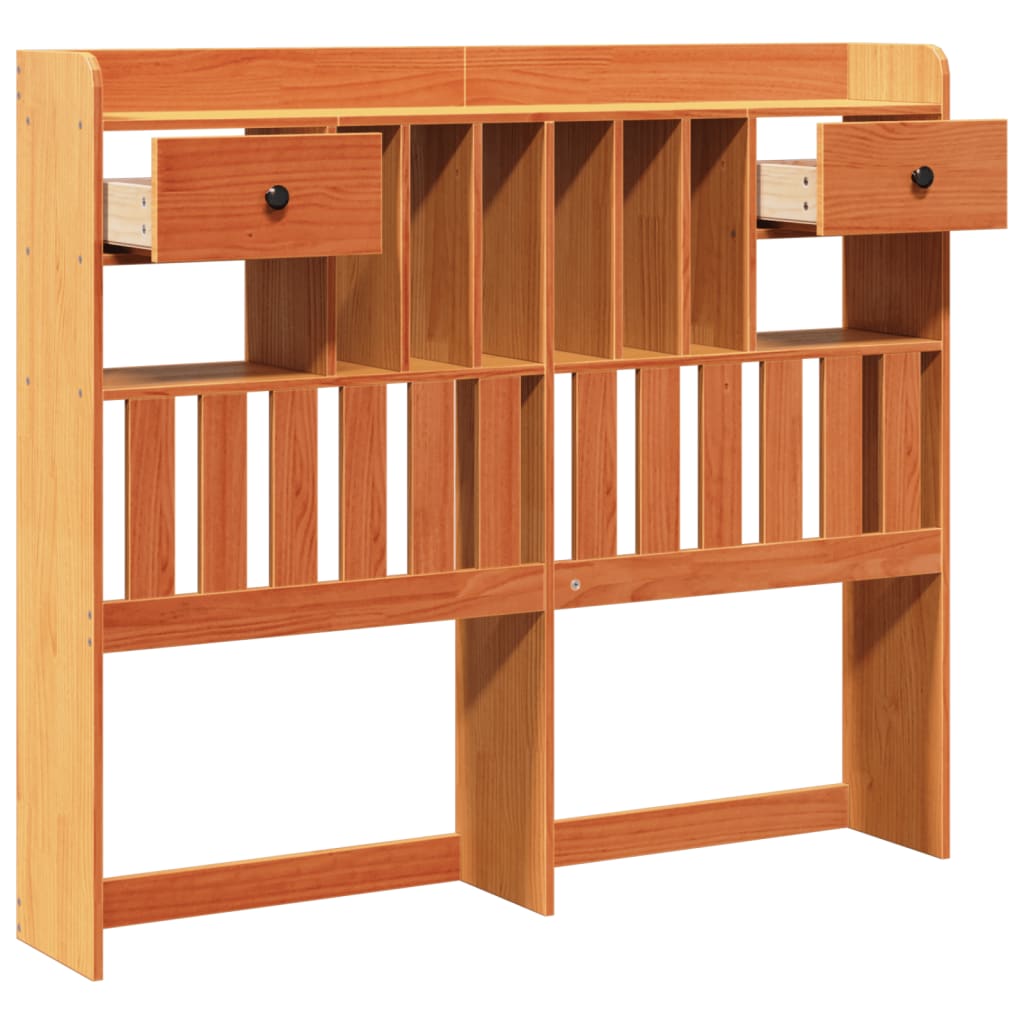 vidaXL Cabecero de cama almacenaje madera maciza pino marrón 135 cm