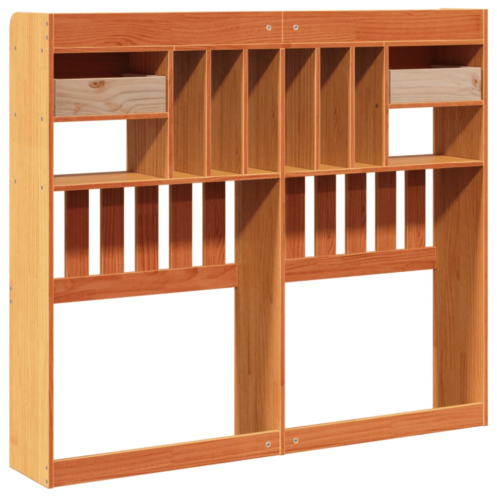 vidaXL Cabecero de cama almacenaje madera maciza pino marrón 135 cm