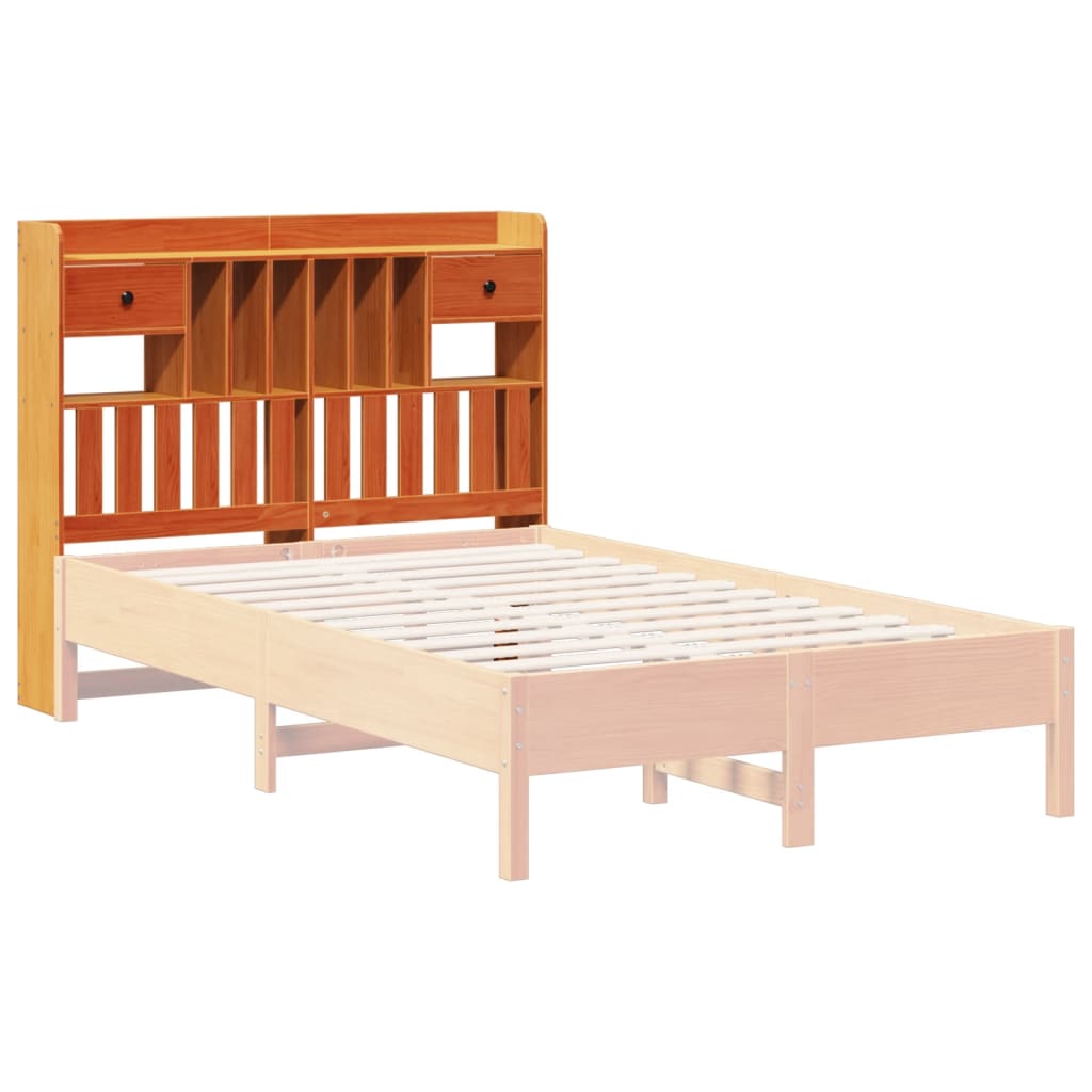 vidaXL Cabecero de cama almacenaje madera maciza pino marrón 135 cm