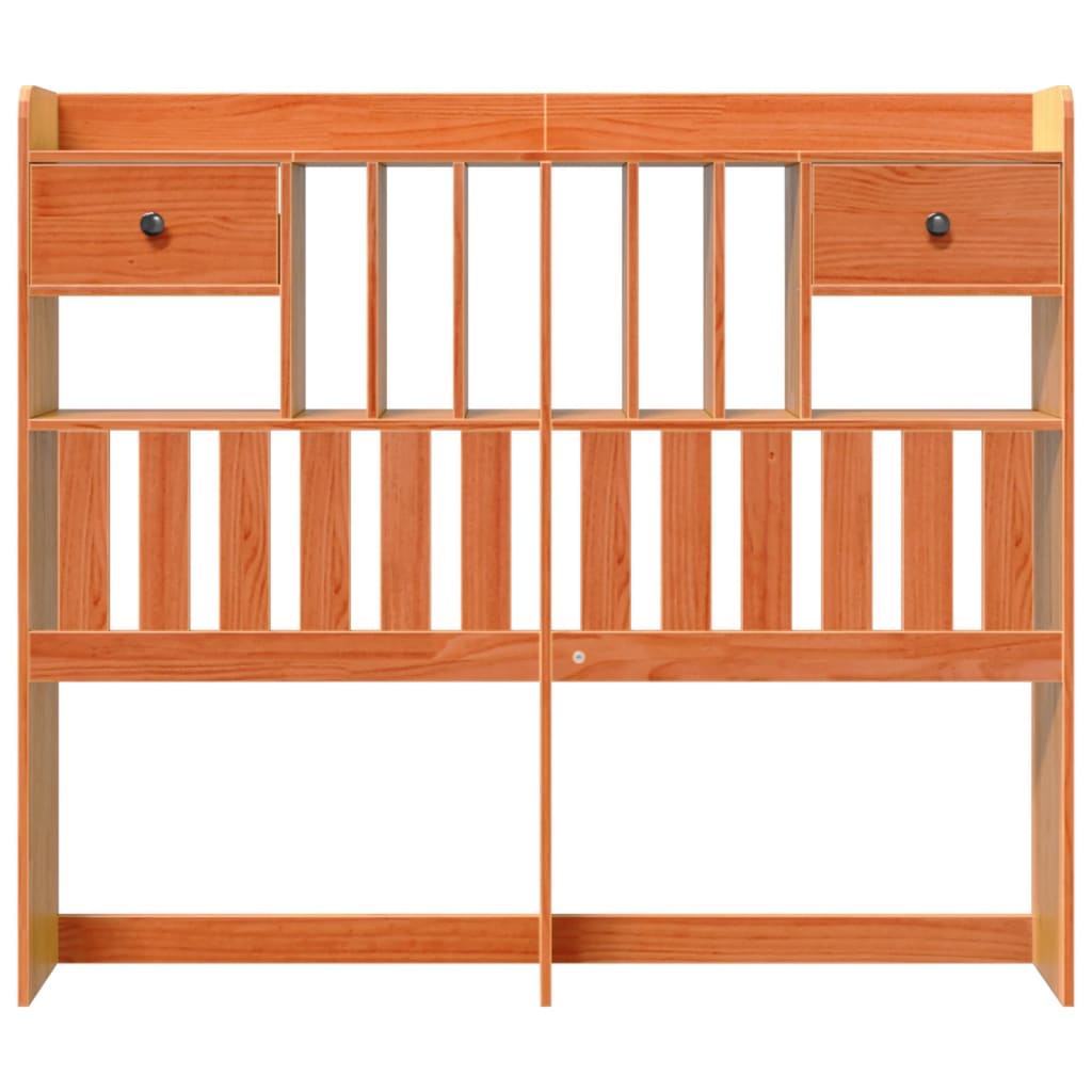 vidaXL Cabecero de cama almacenaje madera maciza pino marrón 120 cm