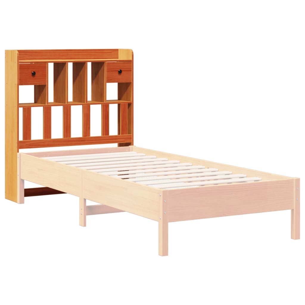 vidaXL Cabecero de cama almacenaje madera maciza pino marrón 100 cm