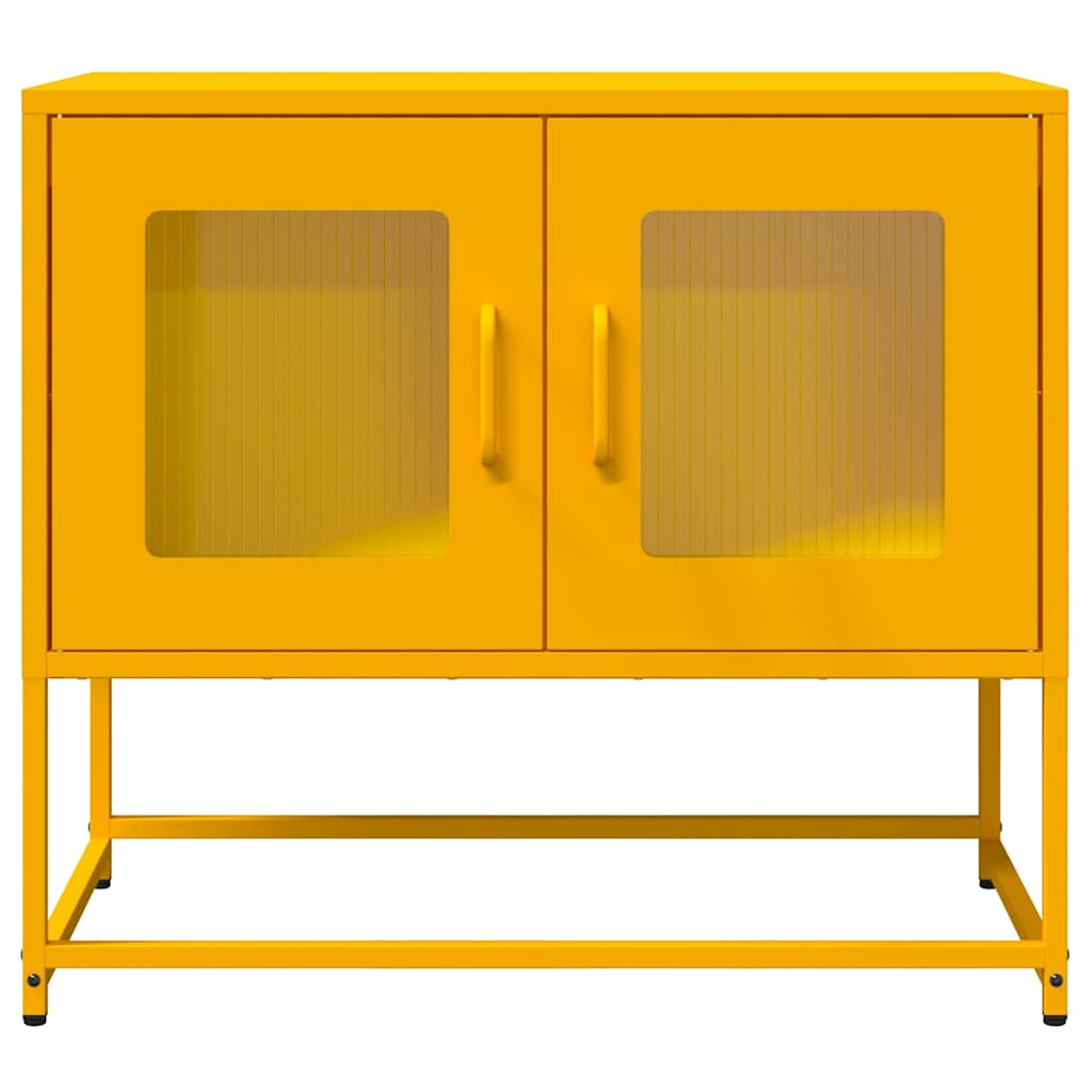 vidaXL Mueble TV acero laminado en frío amarillo mostaza 68x39x60,5 cm