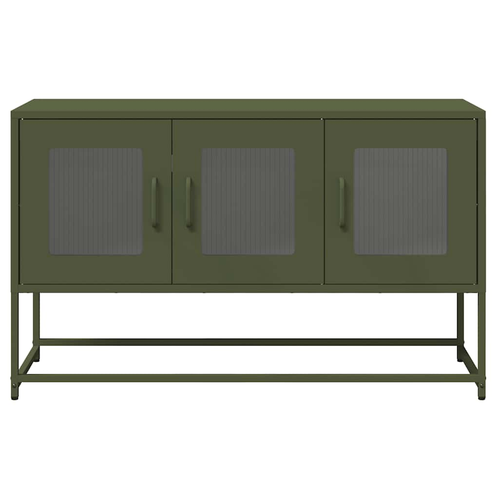 vidaXL Mueble TV acero laminado en frío verde oliva 100,5x39x60,5 cm