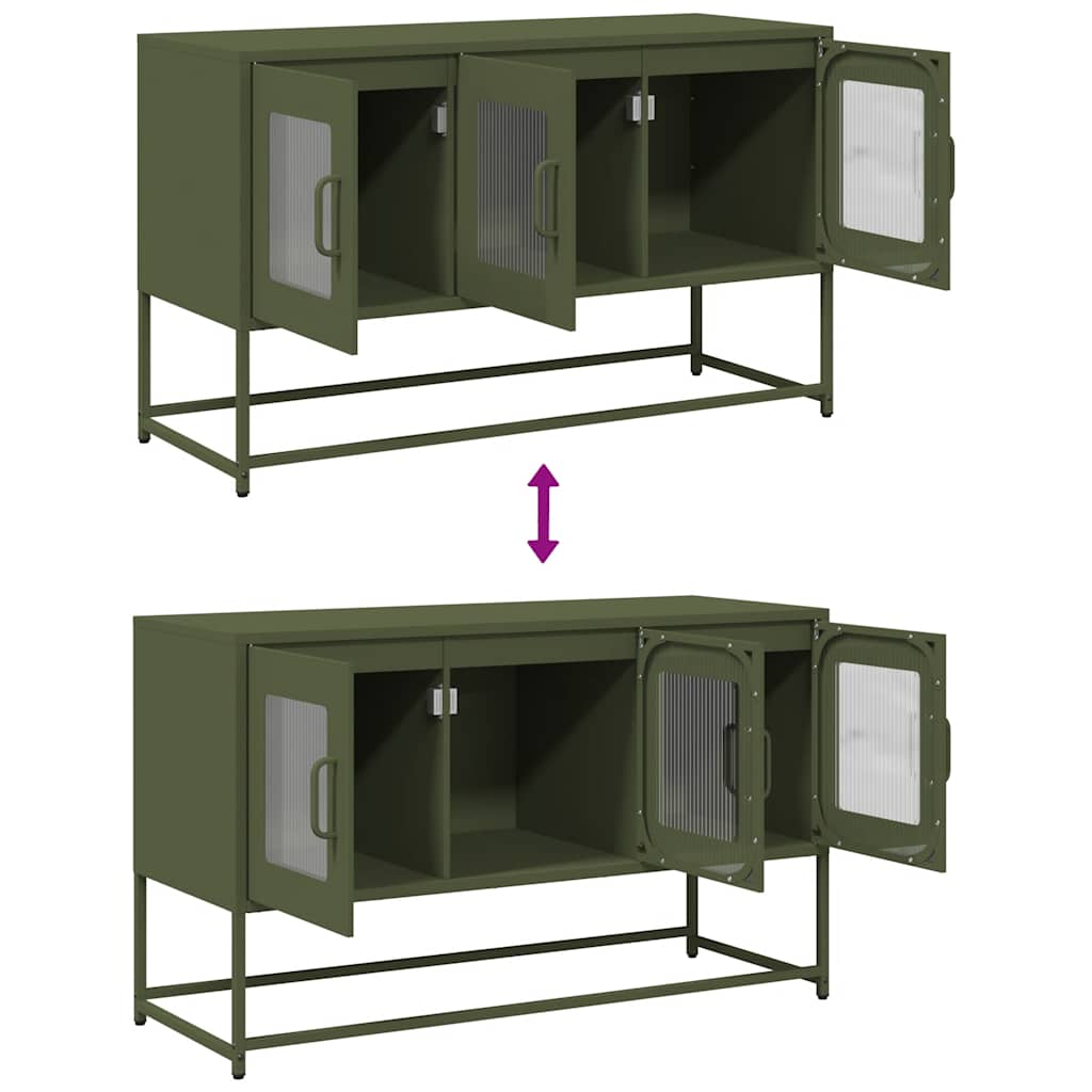 vidaXL Mueble TV acero laminado en frío verde oliva 100,5x39x60,5 cm