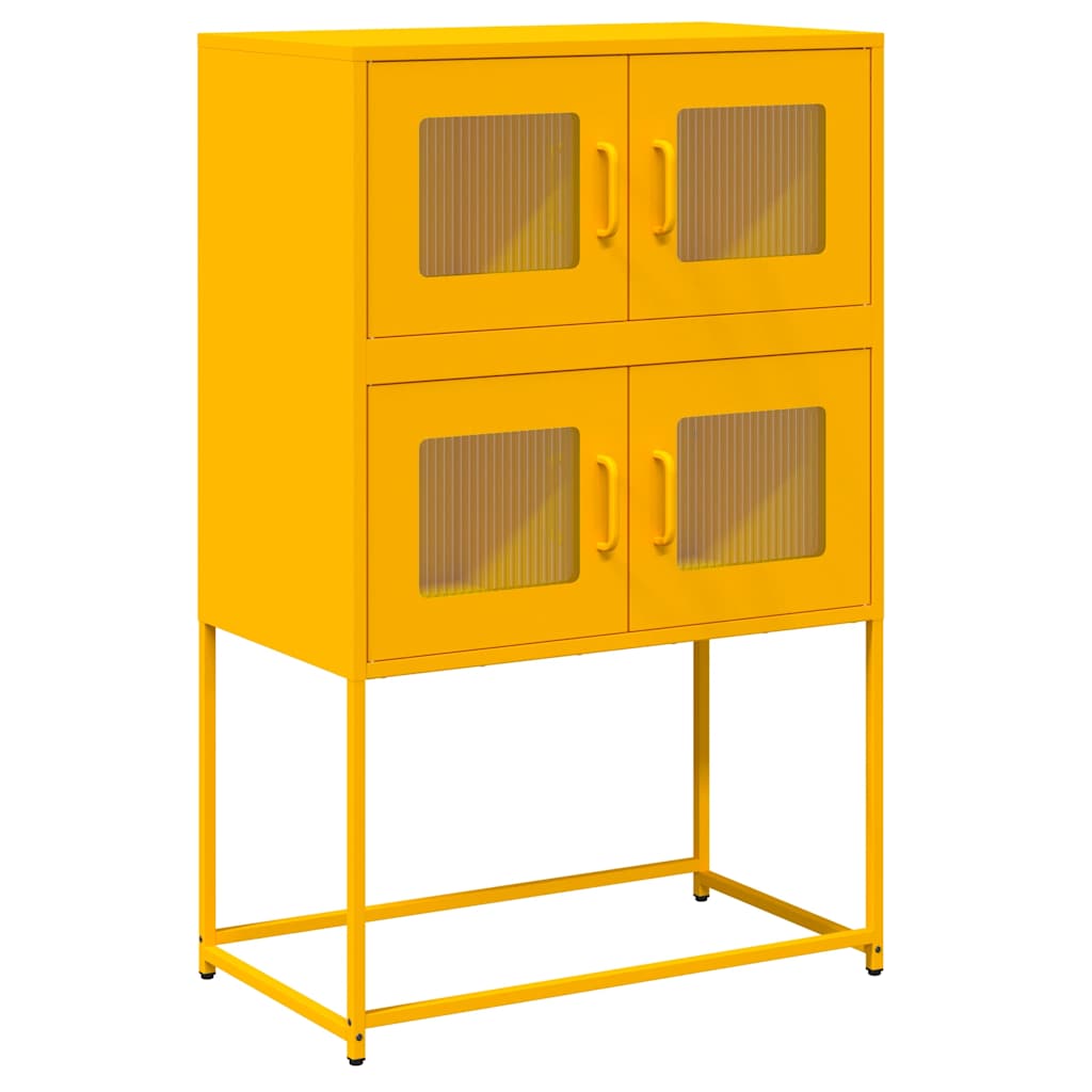 vidaXL Aparador de acero amarillo mostaza 68x39x107 cm