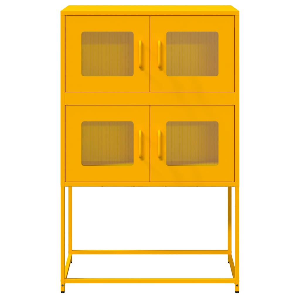 vidaXL Aparador de acero amarillo mostaza 68x39x107 cm