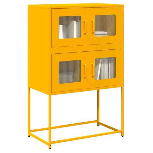 vidaXL Aparador de acero amarillo mostaza 68x39x107 cm