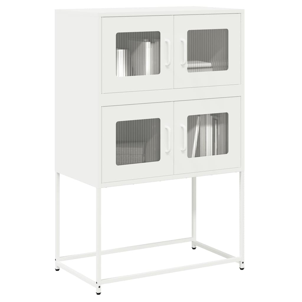 vidaXL Aparador de acero blanco 68x39x107 cm