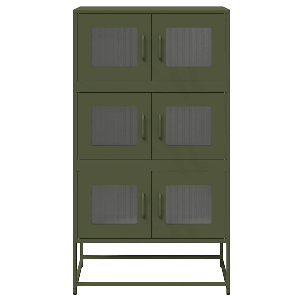 vidaXL Aparador de acero verde oliva 68x39x123 cm