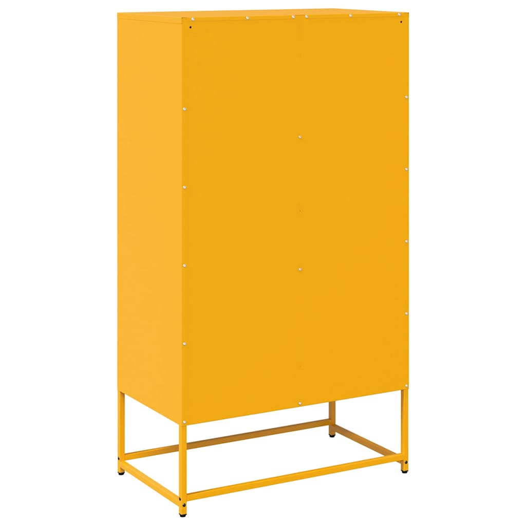 vidaXL Aparador de acero amarillo mostaza 68x39x123 cm