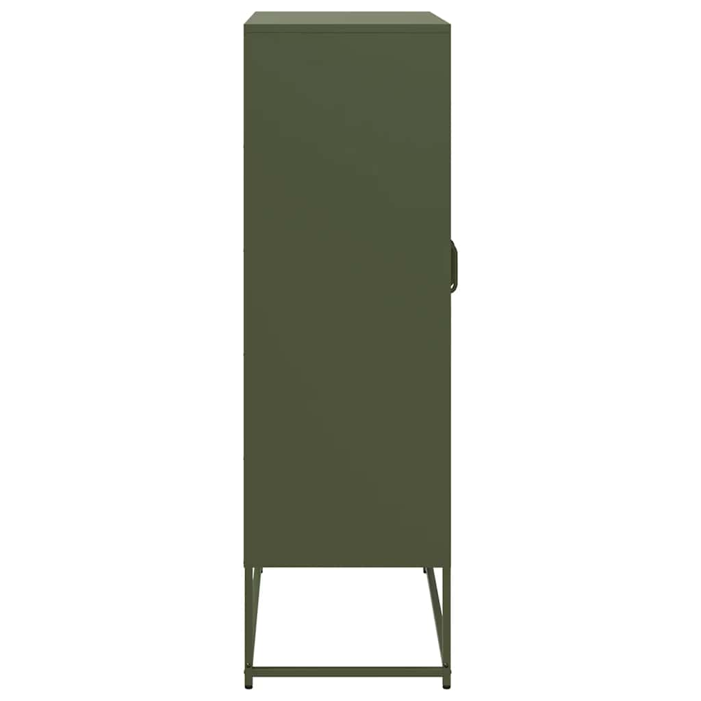 vidaXL Aparador de acero verde oliva 68x39x123 cm