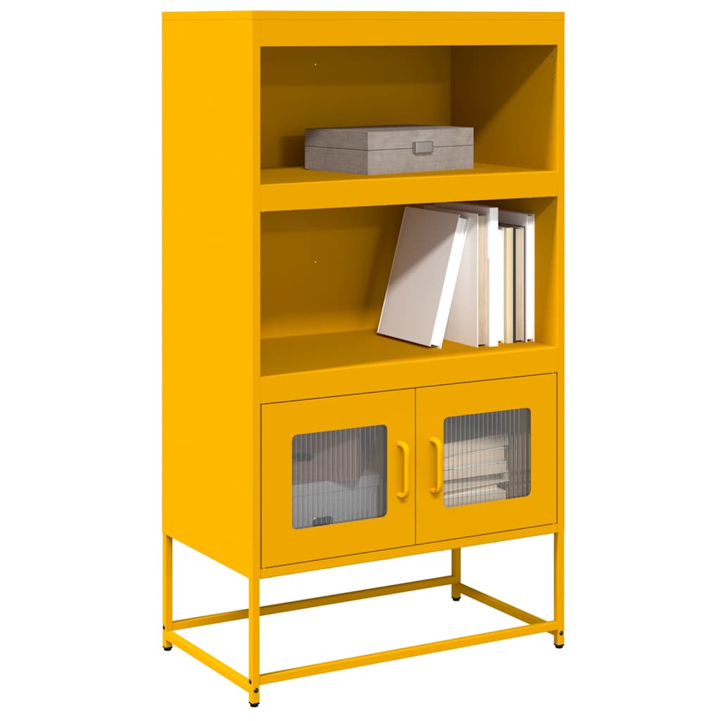 vidaXL Aparador de acero amarillo mostaza 68x39x123 cm